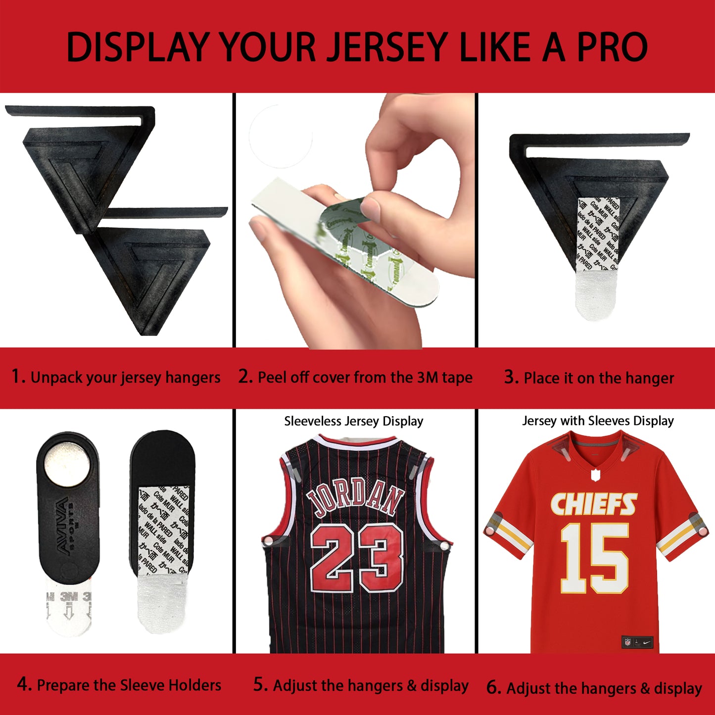 (With Sleeve Holders) Invisible Wall Jersey Hanger